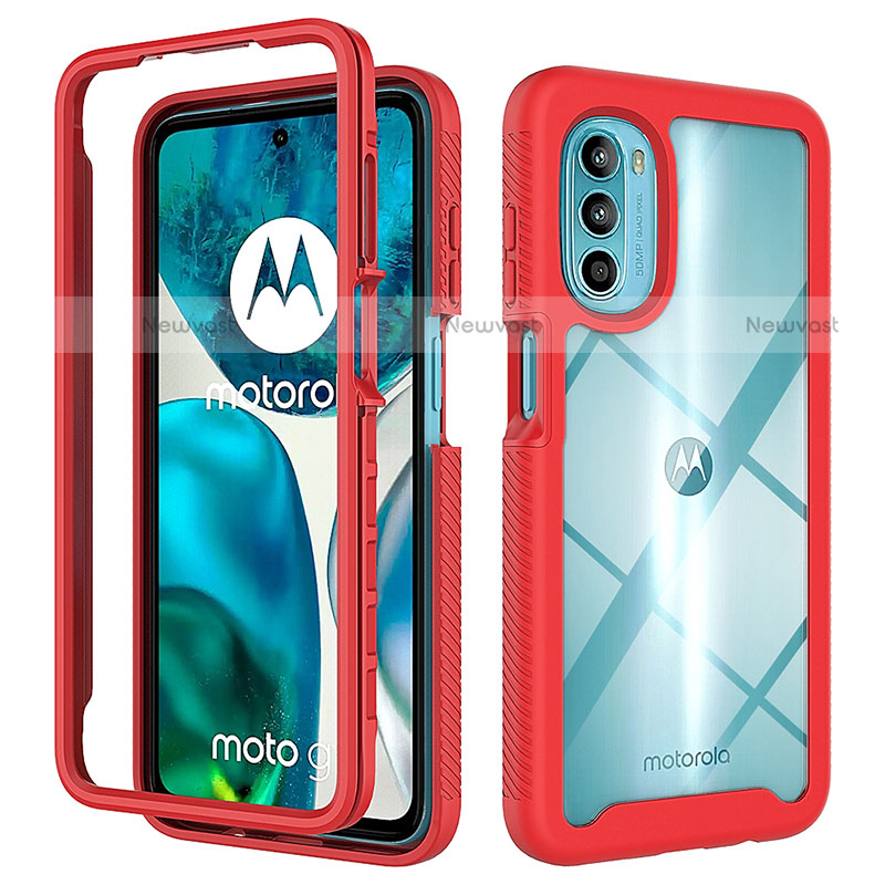 Silicone Transparent Frame Case Cover 360 Degrees for Motorola Moto Edge (2022) 5G Red