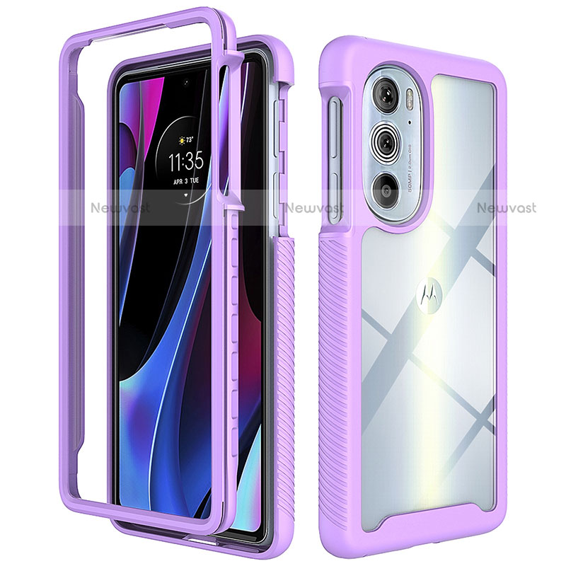 Silicone Transparent Frame Case Cover 360 Degrees for Motorola Moto Edge Plus (2022) 5G