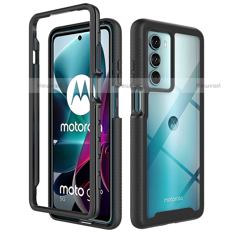 Silicone Transparent Frame Case Cover 360 Degrees for Motorola Moto Edge S30 5G Black