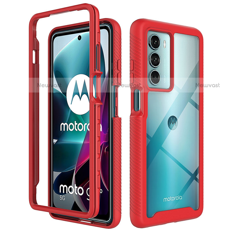 Silicone Transparent Frame Case Cover 360 Degrees for Motorola Moto Edge S30 5G Red