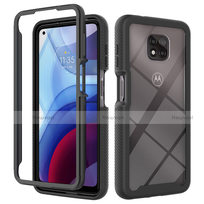 Silicone Transparent Frame Case Cover 360 Degrees for Motorola Moto G Power (2021)