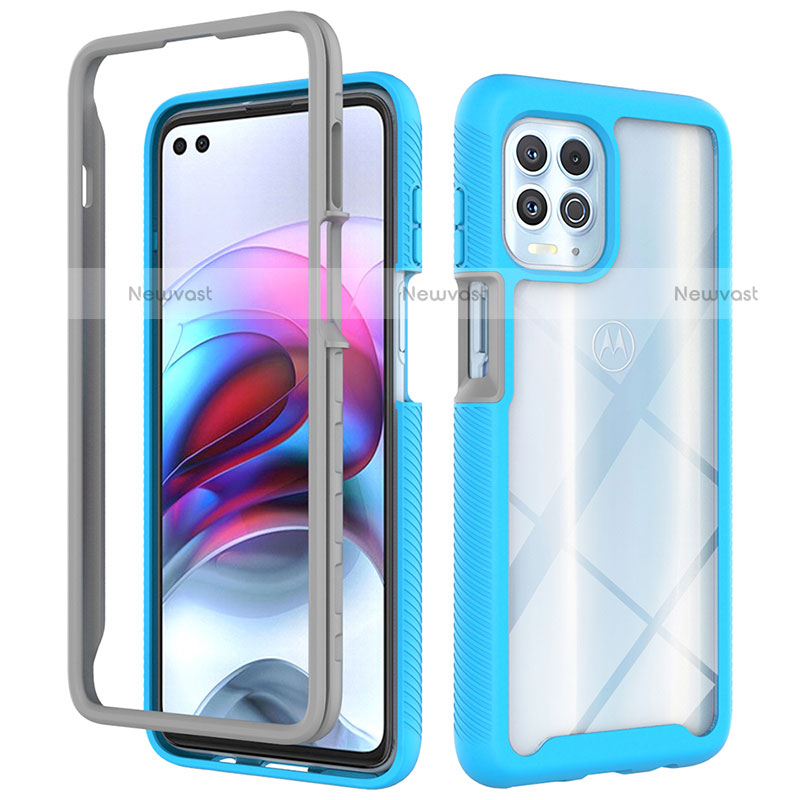 Silicone Transparent Frame Case Cover 360 Degrees for Motorola Moto G100 5G