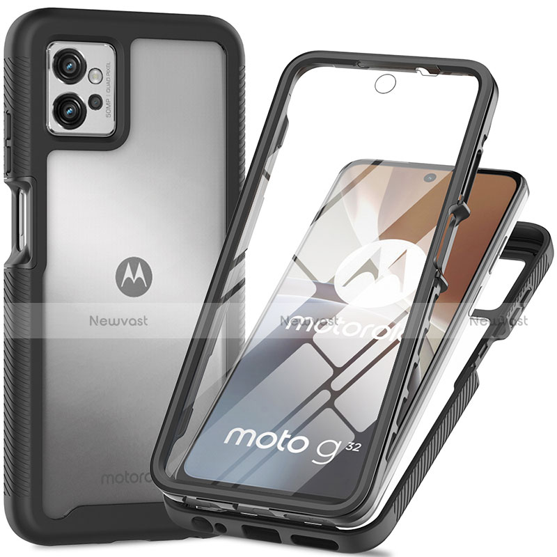 Silicone Transparent Frame Case Cover 360 Degrees for Motorola Moto G32