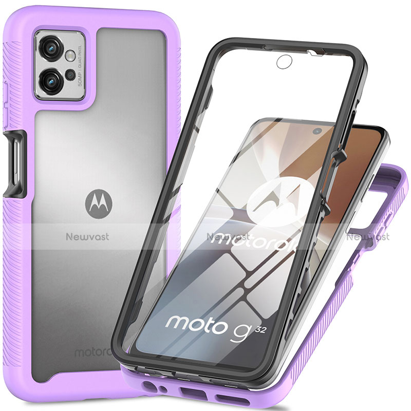 Silicone Transparent Frame Case Cover 360 Degrees for Motorola Moto G32