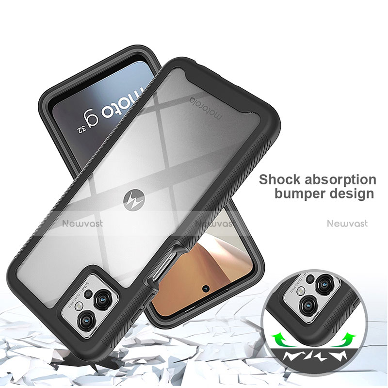 Silicone Transparent Frame Case Cover 360 Degrees for Motorola Moto G32