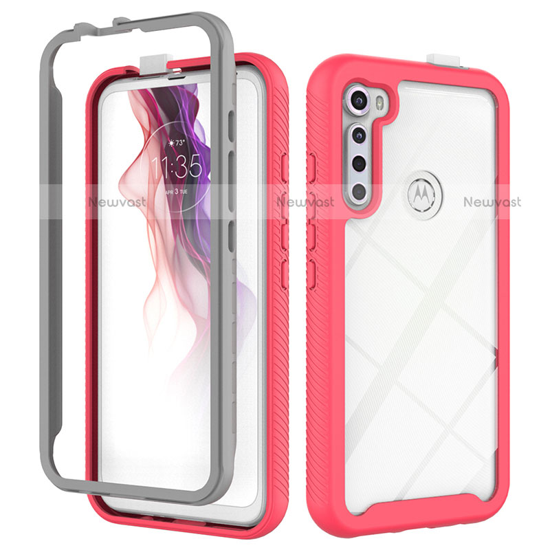 Silicone Transparent Frame Case Cover 360 Degrees for Motorola Moto One Fusion Plus