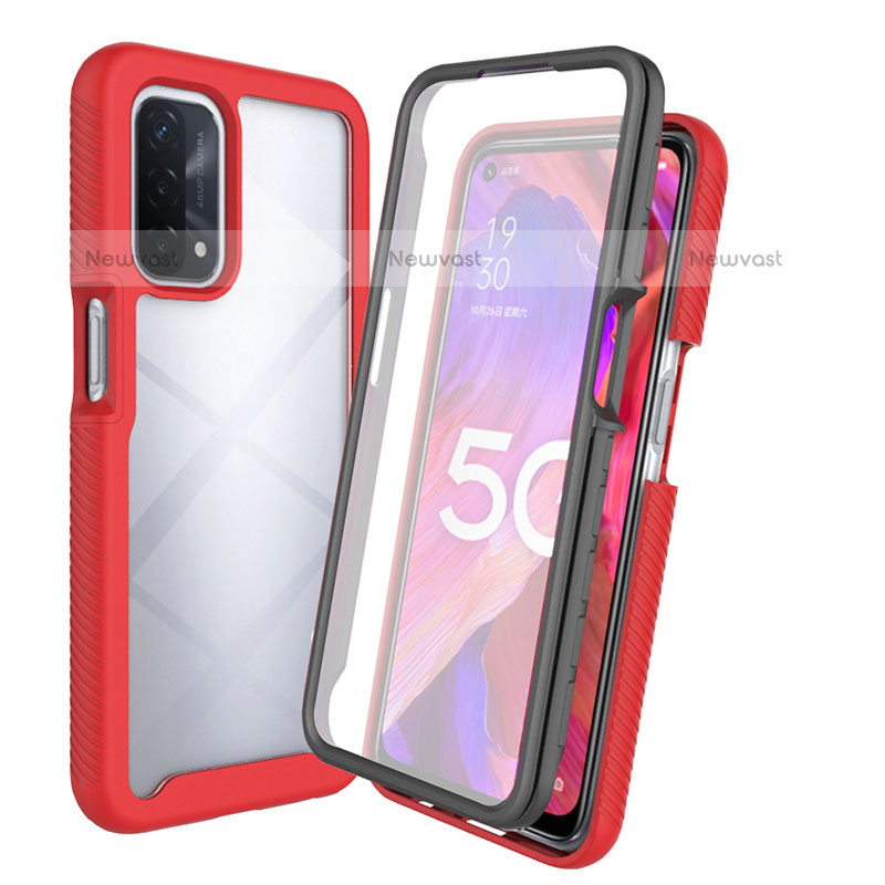 Silicone Transparent Frame Case Cover 360 Degrees for Oppo A54 4G Red