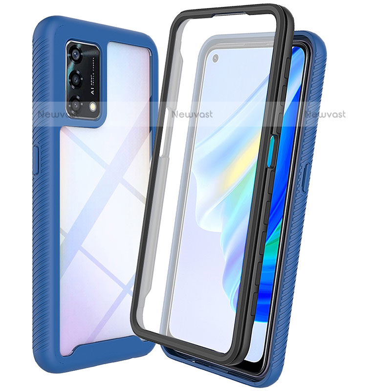 Silicone Transparent Frame Case Cover 360 Degrees for Oppo A74 4G Blue