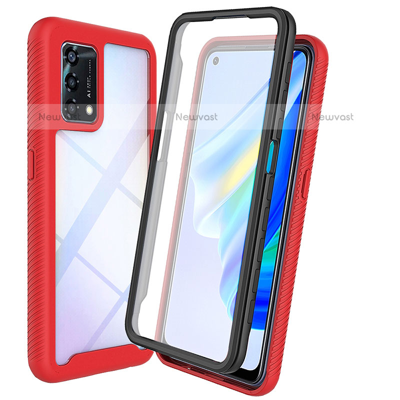 Silicone Transparent Frame Case Cover 360 Degrees for Oppo A74 4G Red