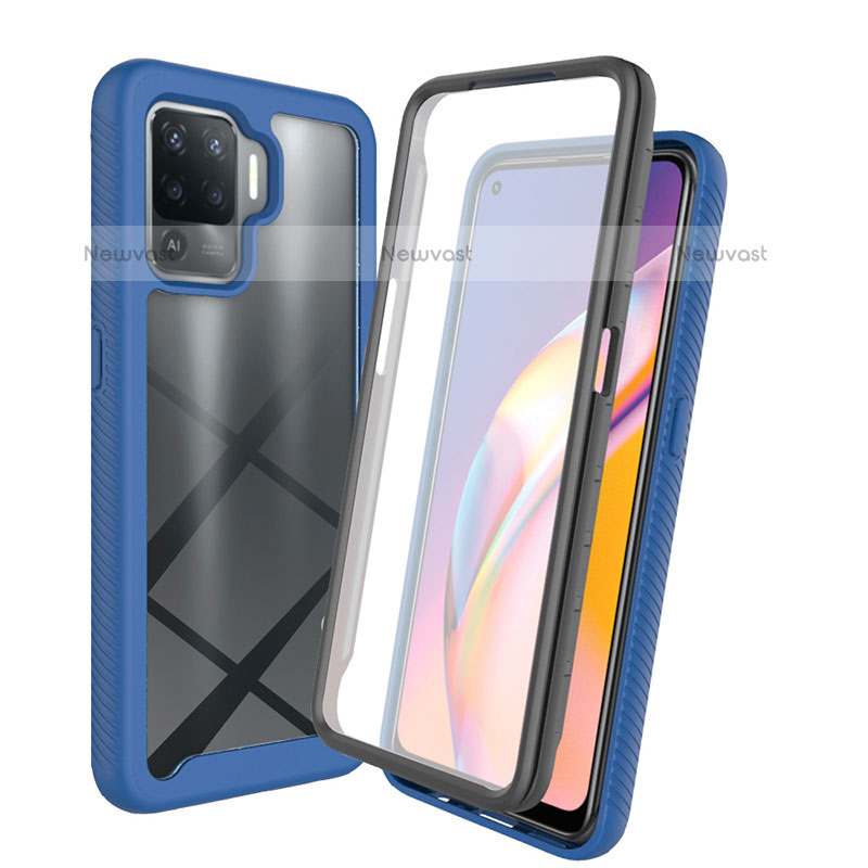 Silicone Transparent Frame Case Cover 360 Degrees for Oppo A94 4G Blue