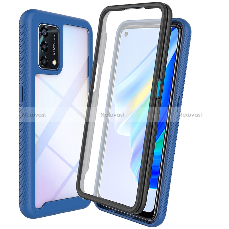 Silicone Transparent Frame Case Cover 360 Degrees for Oppo A95 4G Blue