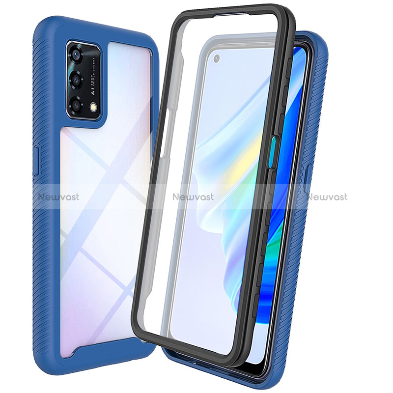 Silicone Transparent Frame Case Cover 360 Degrees for Oppo F19 Blue