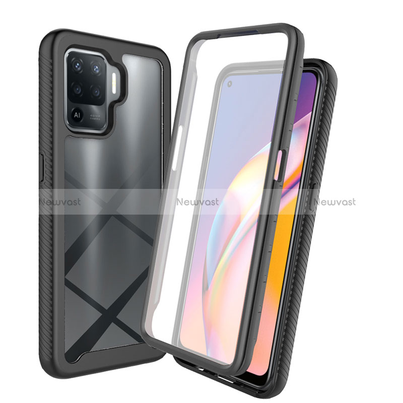 Silicone Transparent Frame Case Cover 360 Degrees for Oppo Reno5 F Black