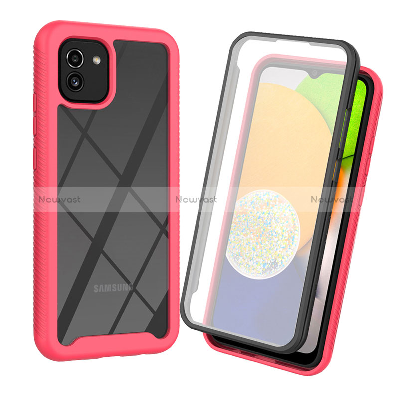 Silicone Transparent Frame Case Cover 360 Degrees for Samsung Galaxy A03