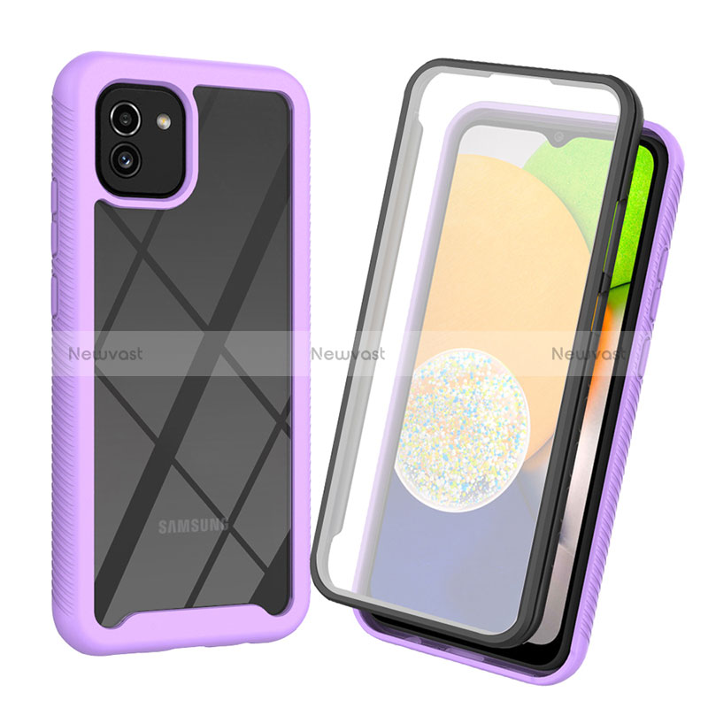 Silicone Transparent Frame Case Cover 360 Degrees for Samsung Galaxy A03