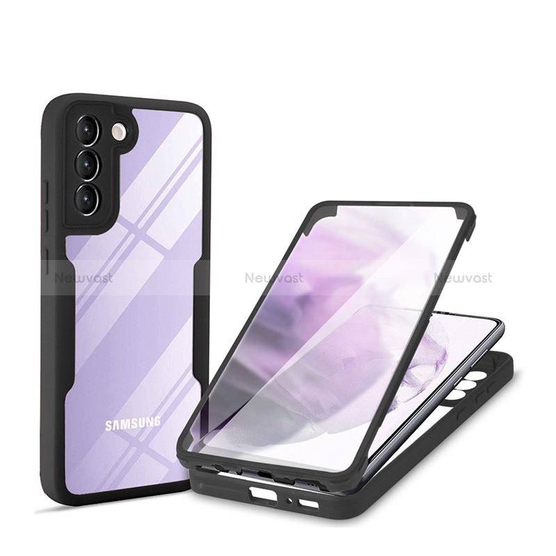 Silicone Transparent Frame Case Cover 360 Degrees for Samsung Galaxy S22 Plus 5G Black