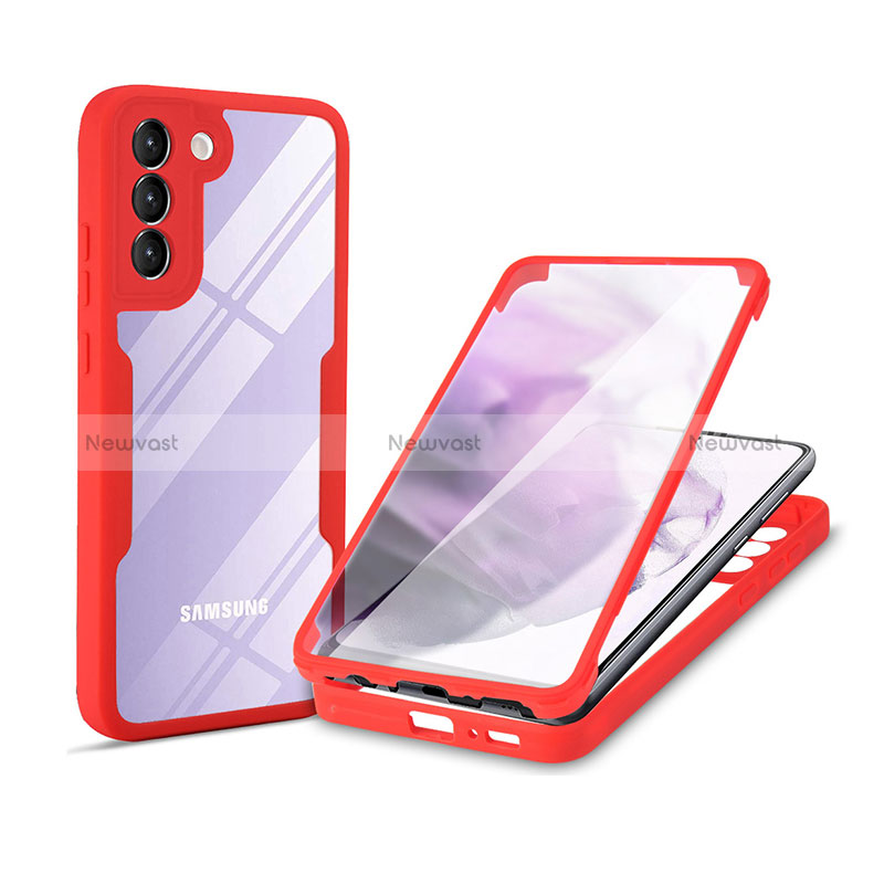 Silicone Transparent Frame Case Cover 360 Degrees for Samsung Galaxy S24 5G Red