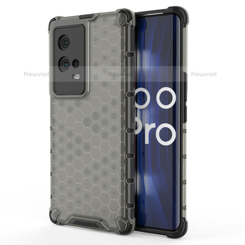 Silicone Transparent Frame Case Cover 360 Degrees for Vivo iQOO 8 Pro 5G Black