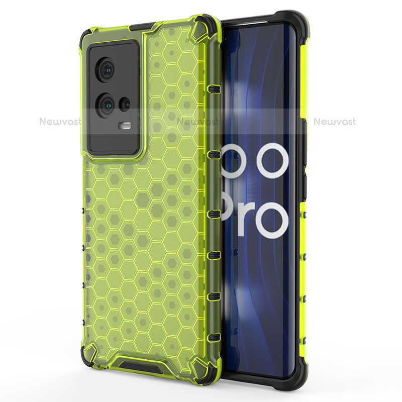 Silicone Transparent Frame Case Cover 360 Degrees for Vivo iQOO 8 Pro 5G Green