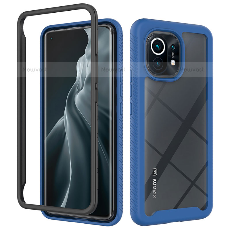 Silicone Transparent Frame Case Cover 360 Degrees for Xiaomi Mi 11 Lite 4G Blue