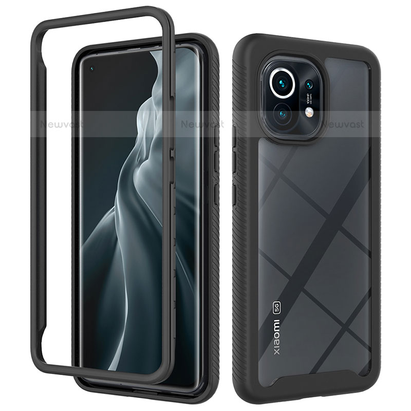 Silicone Transparent Frame Case Cover 360 Degrees for Xiaomi Mi 11 Lite 5G NE Black