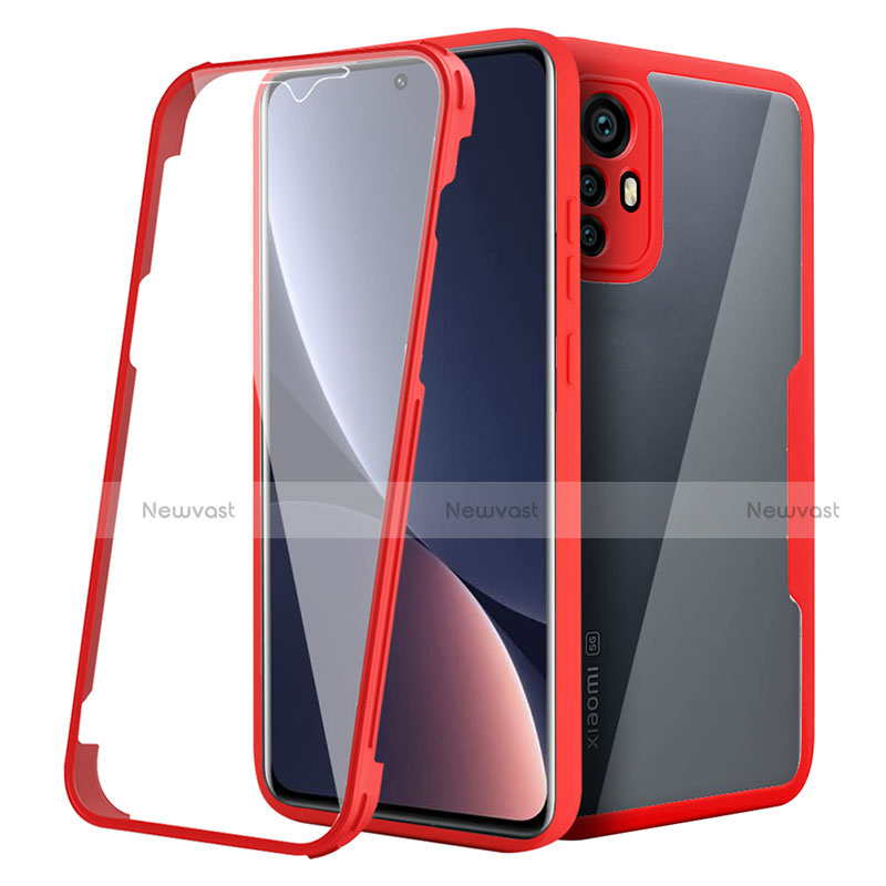 Silicone Transparent Frame Case Cover 360 Degrees for Xiaomi Mi 12 5G Red