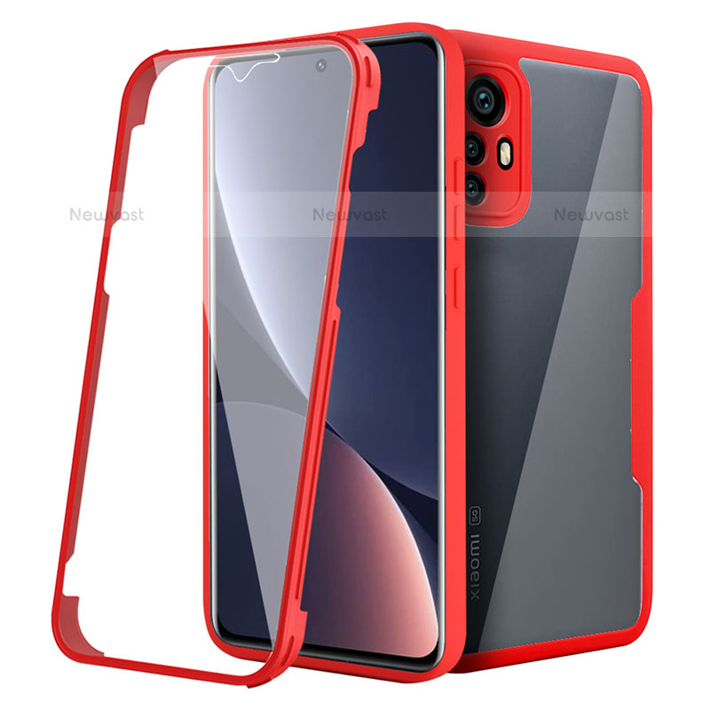 Silicone Transparent Frame Case Cover 360 Degrees for Xiaomi Mi 12 Pro 5G Red