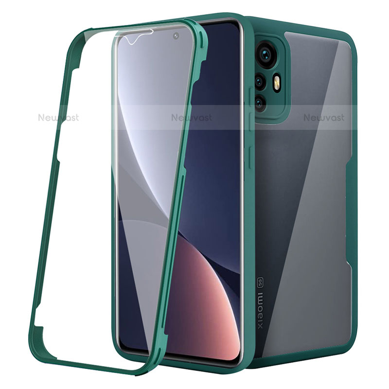 Silicone Transparent Frame Case Cover 360 Degrees for Xiaomi Mi 12X 5G Green