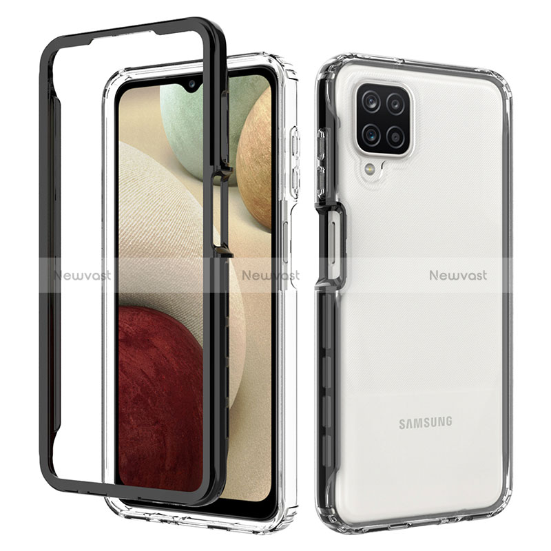 Silicone Transparent Frame Case Cover 360 Degrees JX1 for Samsung Galaxy A12 5G Black