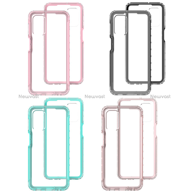 Silicone Transparent Frame Case Cover 360 Degrees JX1 for Samsung Galaxy A32 5G