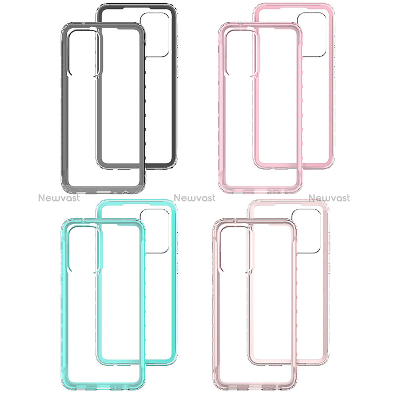 Silicone Transparent Frame Case Cover 360 Degrees JX1 for Samsung Galaxy A52 5G