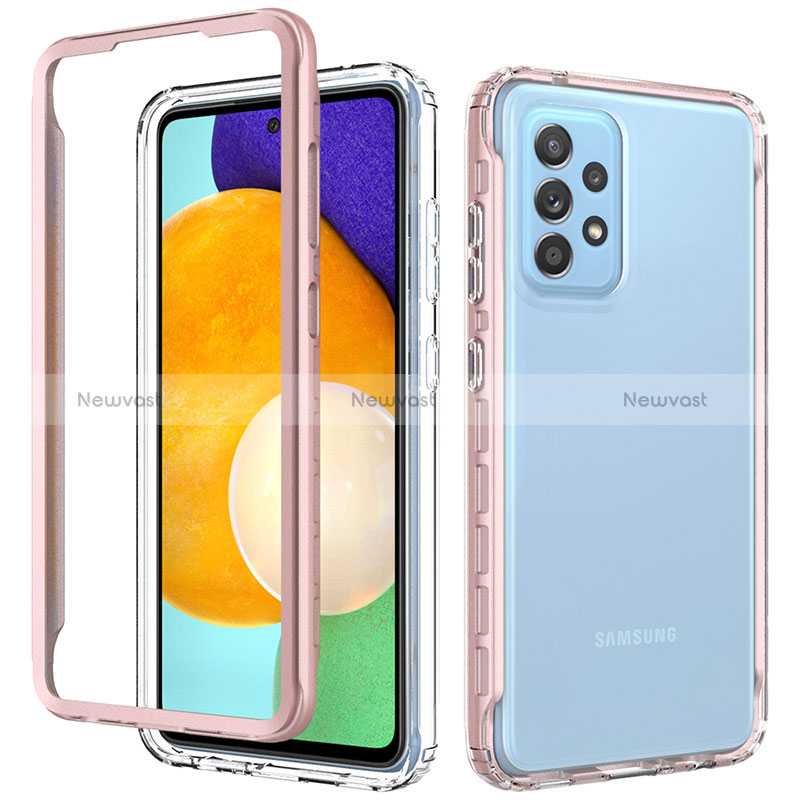Silicone Transparent Frame Case Cover 360 Degrees JX1 for Samsung Galaxy A52s 5G Rose Gold