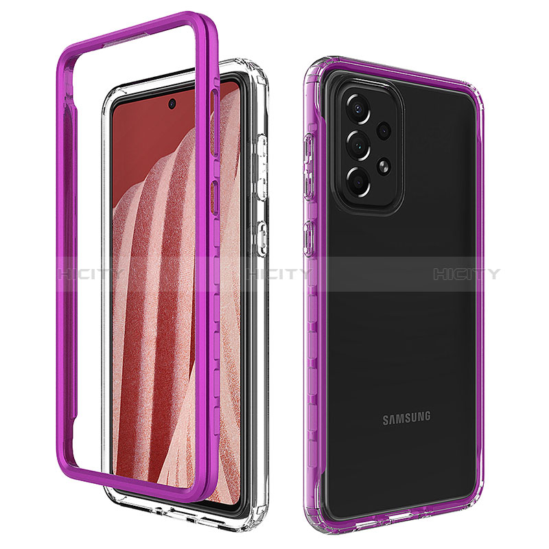 Silicone Transparent Frame Case Cover 360 Degrees JX1 for Samsung Galaxy A73 5G