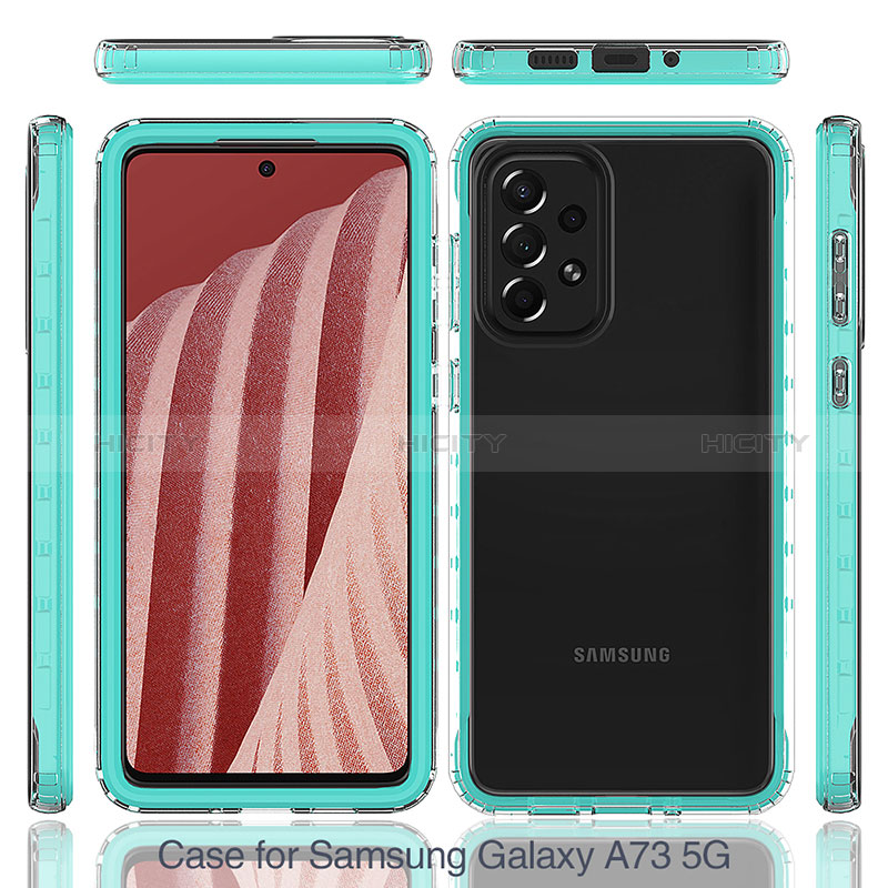 Silicone Transparent Frame Case Cover 360 Degrees JX1 for Samsung Galaxy A73 5G