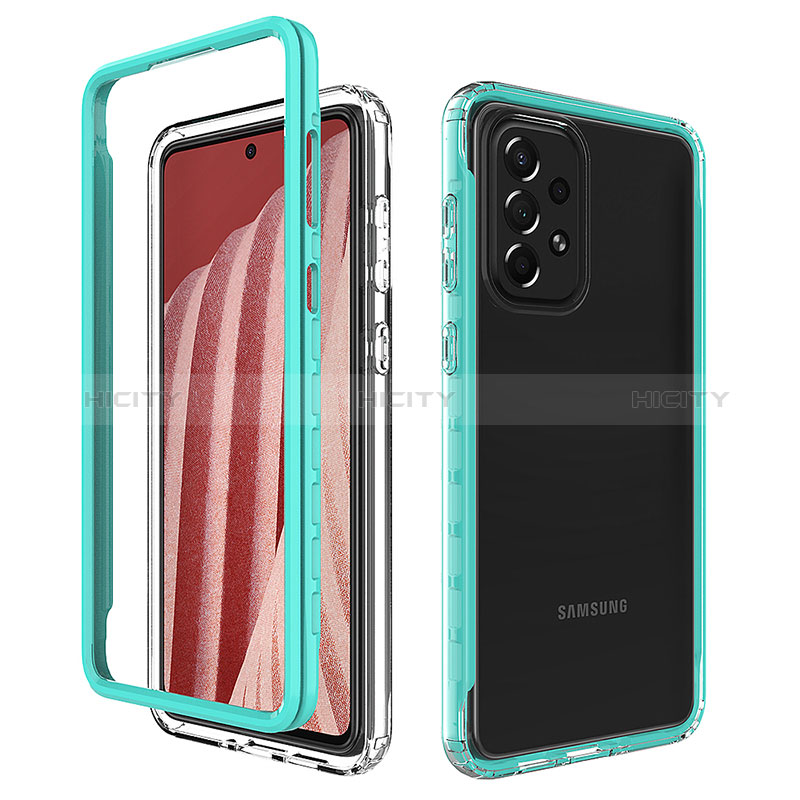 Silicone Transparent Frame Case Cover 360 Degrees JX1 for Samsung Galaxy A73 5G Green