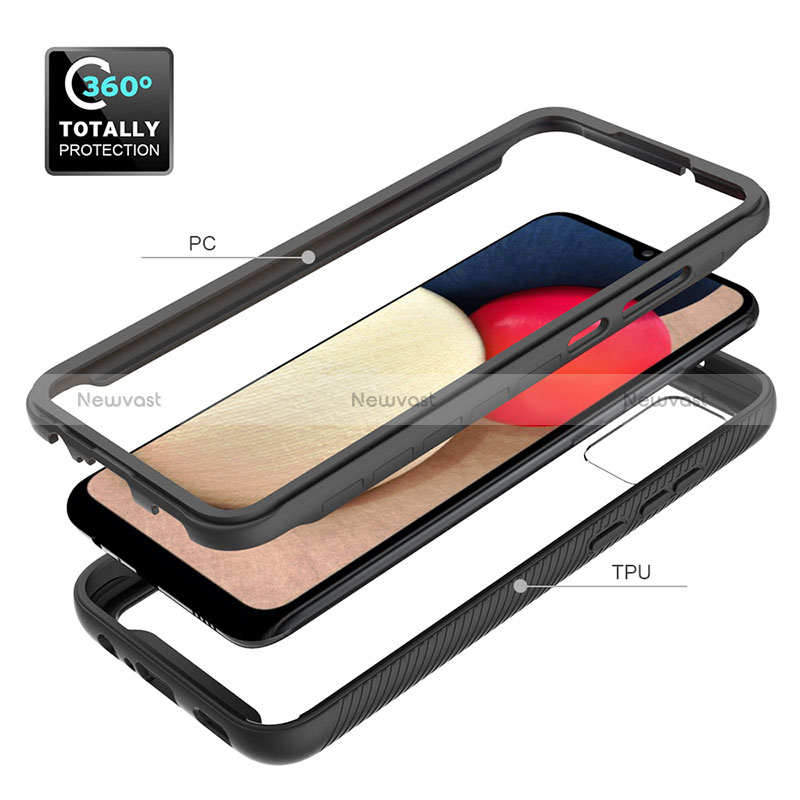 Silicone Transparent Frame Case Cover 360 Degrees JX1 for Samsung Galaxy F02S SM-E025F