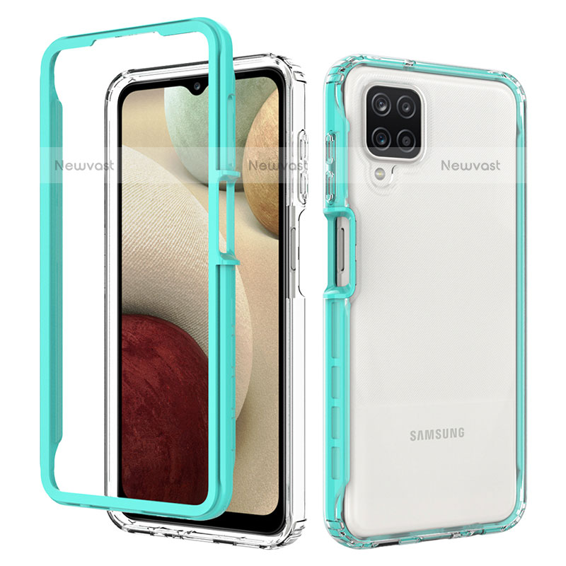 Silicone Transparent Frame Case Cover 360 Degrees JX1 for Samsung Galaxy F12 Green