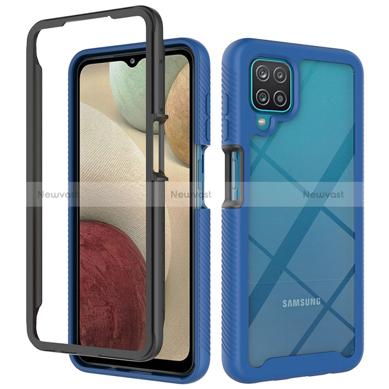 Silicone Transparent Frame Case Cover 360 Degrees JX2 for Samsung Galaxy A12 Nacho Blue