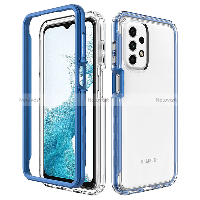 Silicone Transparent Frame Case Cover 360 Degrees JX2 for Samsung Galaxy A23 4G Blue