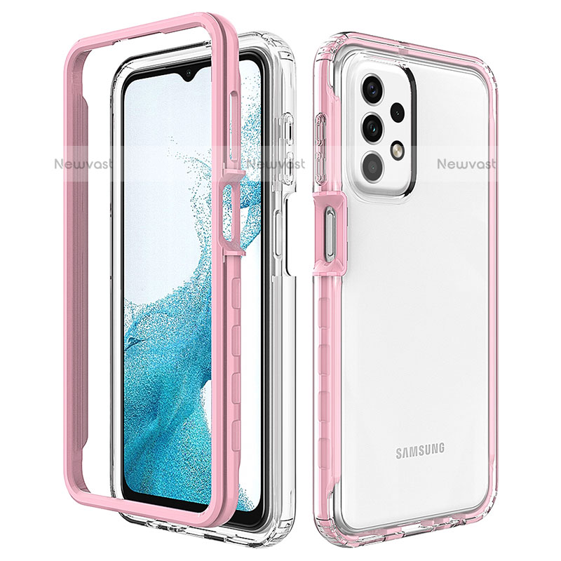 Silicone Transparent Frame Case Cover 360 Degrees JX2 for Samsung Galaxy A23 5G Pink