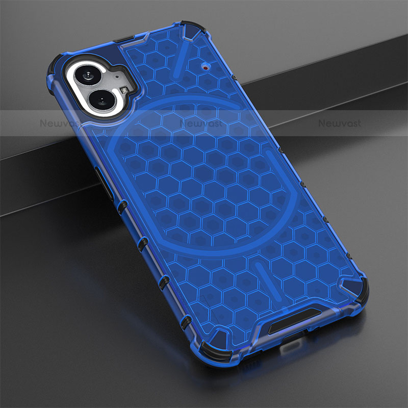 Silicone Transparent Frame Case Cover 360 Degrees M01 for Nothing Phone 1 Blue