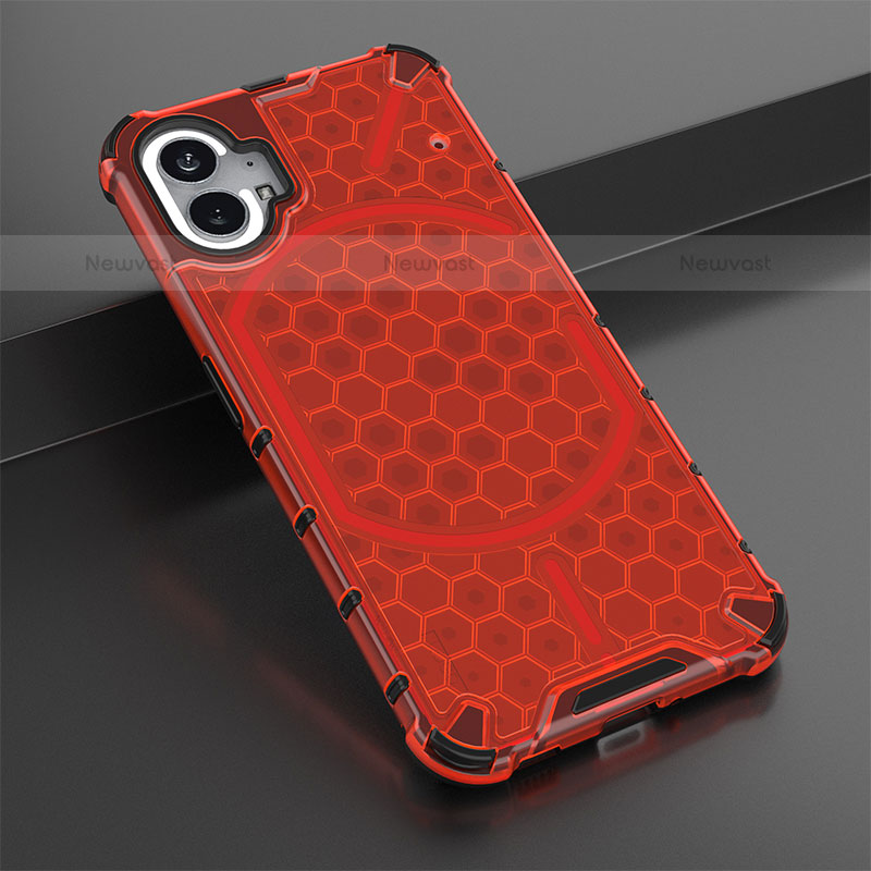 Silicone Transparent Frame Case Cover 360 Degrees M01 for Nothing Phone 1 Red