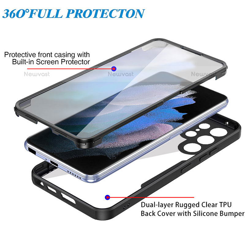 Silicone Transparent Frame Case Cover 360 Degrees M01 for Samsung Galaxy S21 Ultra 5G