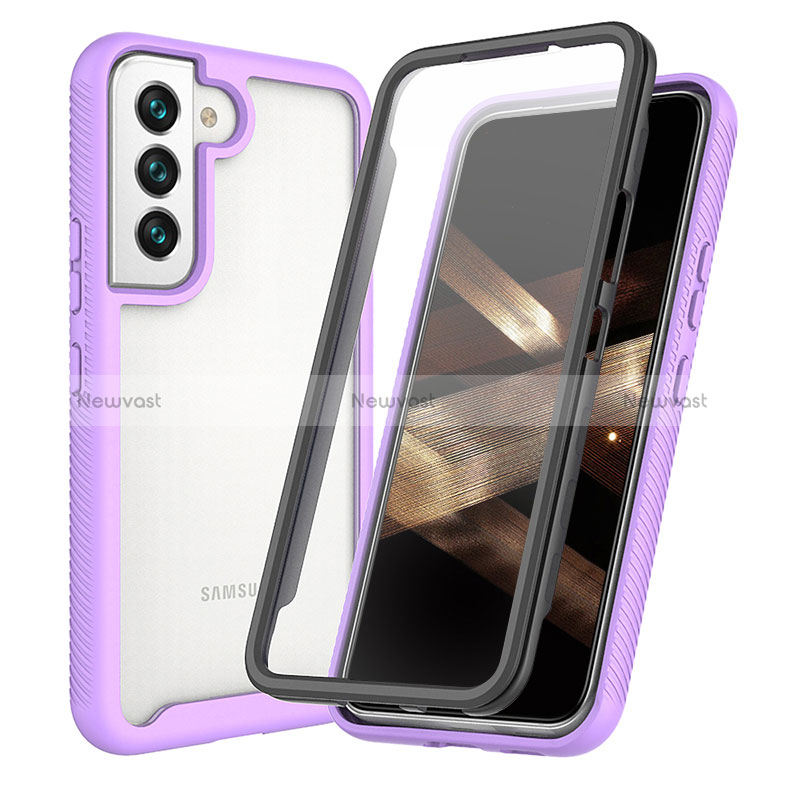 Silicone Transparent Frame Case Cover 360 Degrees M01 for Samsung Galaxy S24 5G Purple