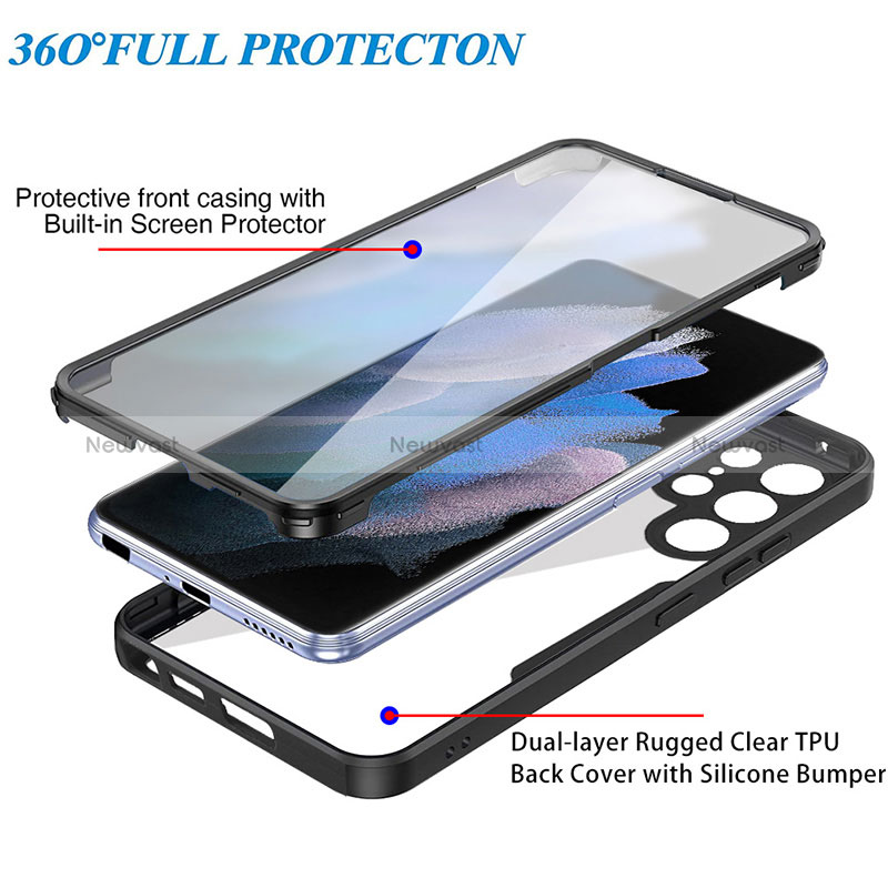 Silicone Transparent Frame Case Cover 360 Degrees M01 for Samsung Galaxy S24 Ultra 5G