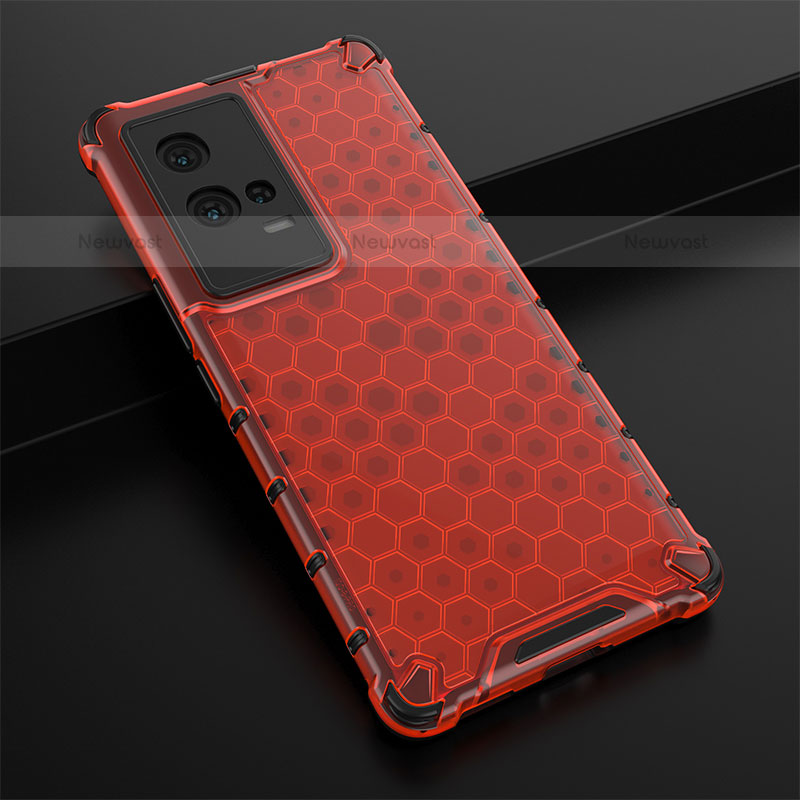 Silicone Transparent Frame Case Cover 360 Degrees M01 for Vivo iQOO 8 Pro 5G Red