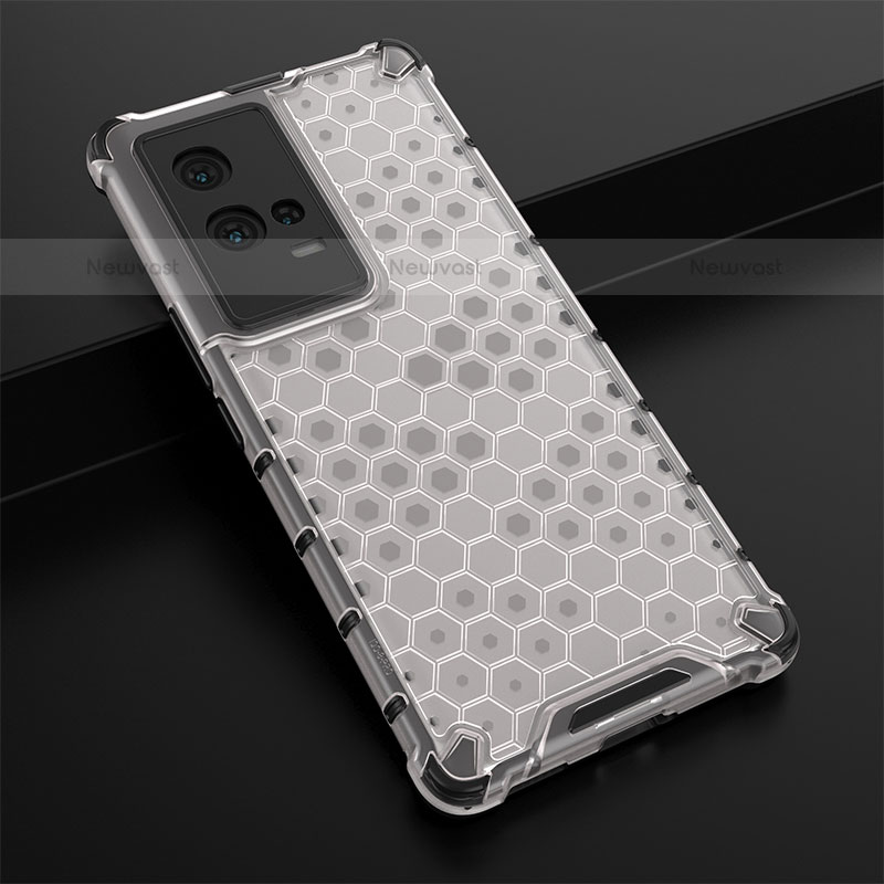 Silicone Transparent Frame Case Cover 360 Degrees M01 for Vivo iQOO 8 Pro 5G White