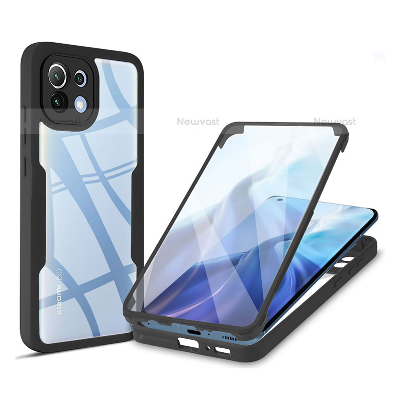 Silicone Transparent Frame Case Cover 360 Degrees M01 for Xiaomi Mi 11 Lite 5G NE Black