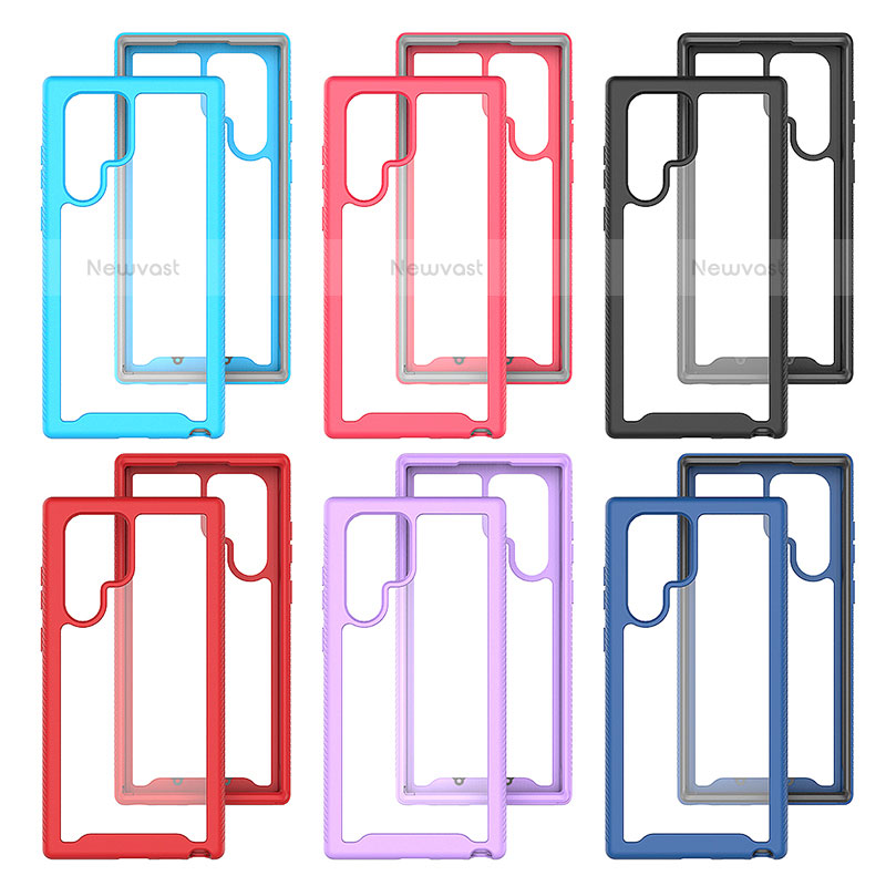 Silicone Transparent Frame Case Cover 360 Degrees M02 for Samsung Galaxy S22 Ultra 5G