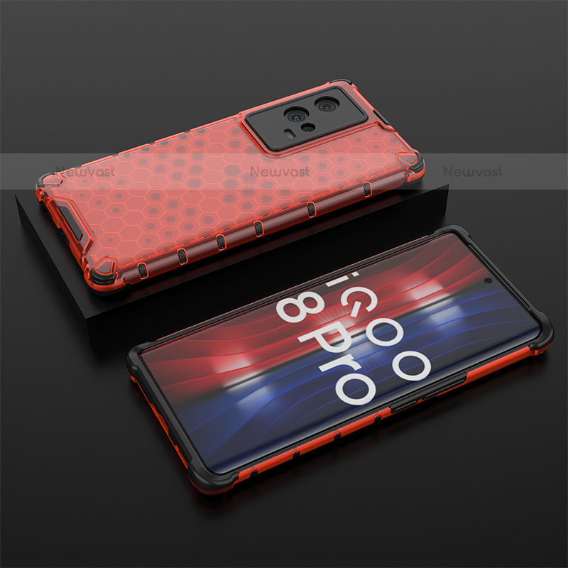 Silicone Transparent Frame Case Cover 360 Degrees M02 for Vivo iQOO 8 Pro 5G Red